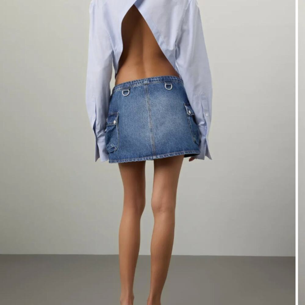 Coperni Denim Cargo Micro Mini Skirt SIZE 8 Jean Designer Utility Low Rise $590 - Picture 4 of 13
